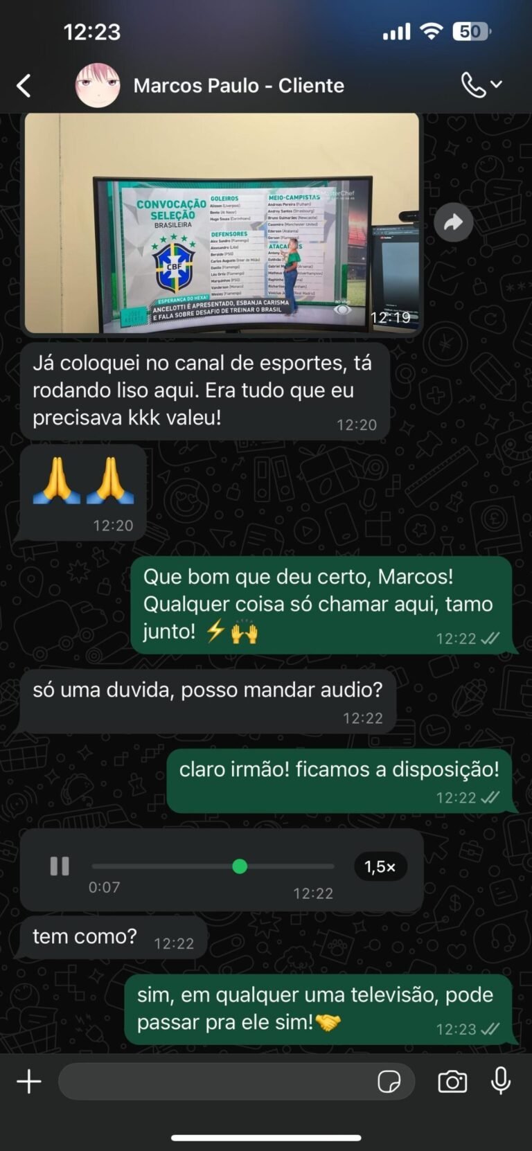 Depoimento de cliente V Prime Pro 1